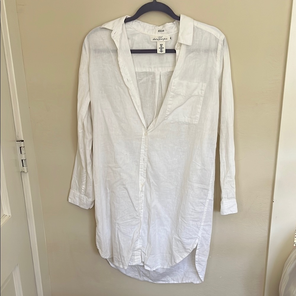 White Button-Up Shirt Dress